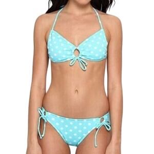 BIKINI LAB, Mint Green & White Polka Dot Bikini Set, Size XL